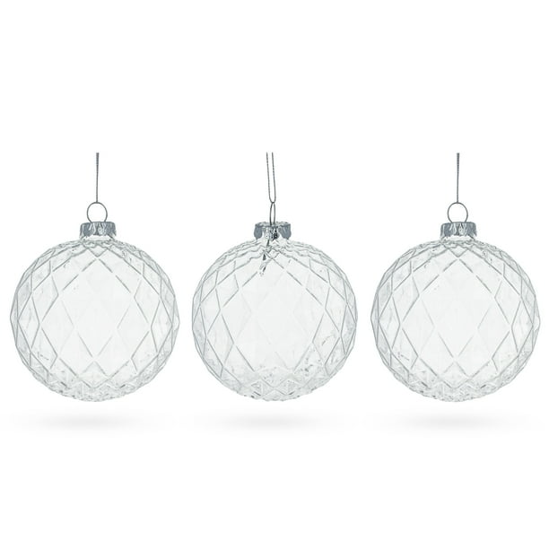 BestPysanky Set of 3 Oval Flat Discs Clear Glass Christmas Ornament 5 Inches 127 mm BestPysanky Set of 3 Oval Flat Discs Clear Glass Christmas Ornament 5 Inches 127 mm